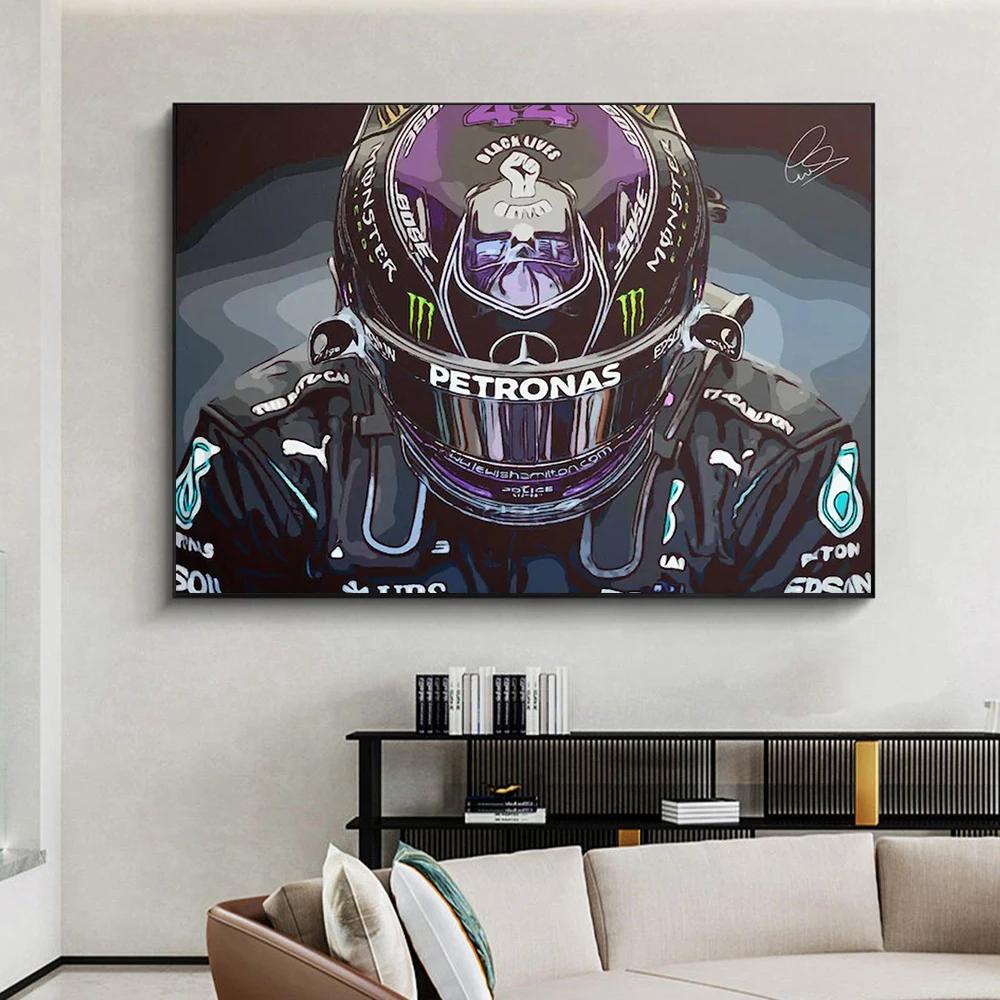 F1 2020 포뮬러 원 사인 한정판 캔버스 페인팅, 클래식 루이스 해밀턴 아트 포스터, 홈 데코용 프린트 벽 그림